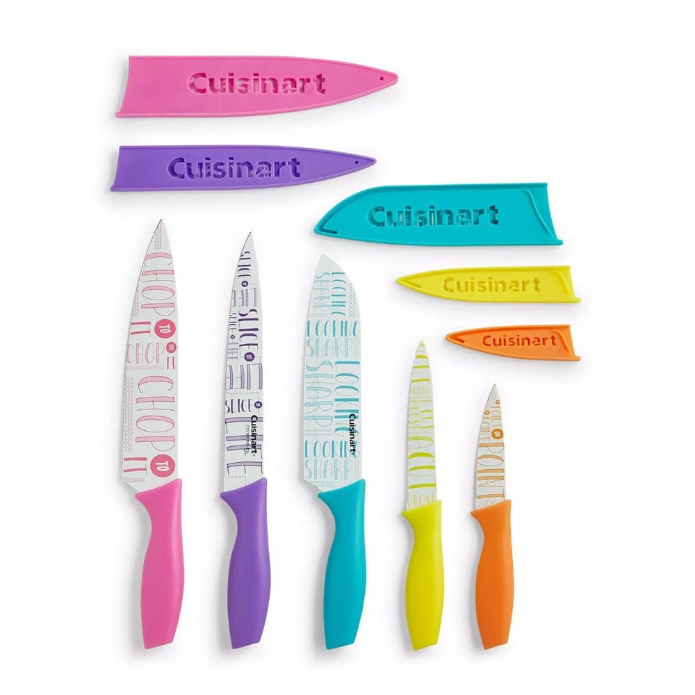 *SOLD* Cuisinart Advantage 10-Pc Multicolor Knife Set Chefs Knife with Guards